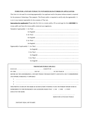 Thai Passport Notarization Form