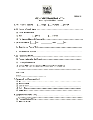 Kenya Visa Application Form