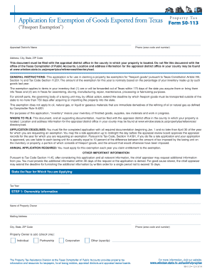 Texas Freeport Exemption Application