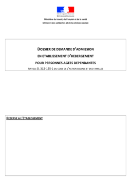 Dossier de demande d'admission en EHPAD