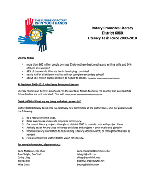 Rotary International Literacy Resource Group Application