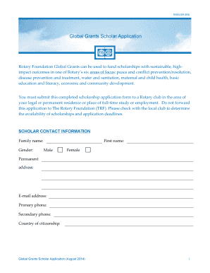 Global Grants Scholar Application