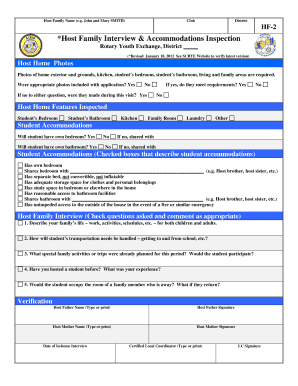 Host Family Interview/Inspection Form - Rotary District 6080 - rotary6080