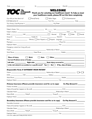 Patient Registration and Financial Policy Form