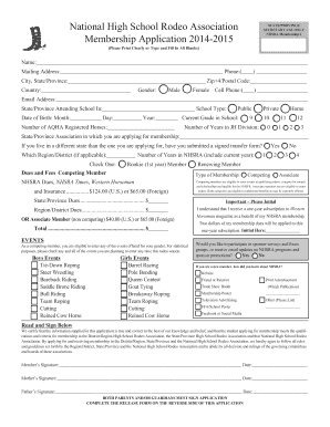 NHSRA Membership Application 2014-2015