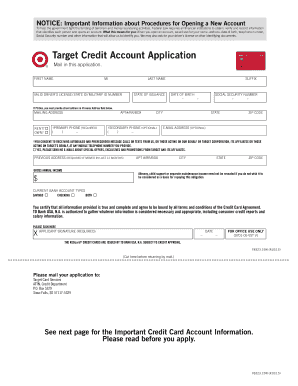 Target Credit Account Application