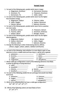 Fillable Online Periodic Trends Review Fax Email Print - pdfFiller