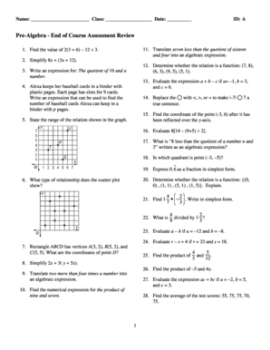Pre-Algebra End of Course Assessment Review