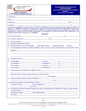 Dichiarazione Sostitutiva di Certificazione