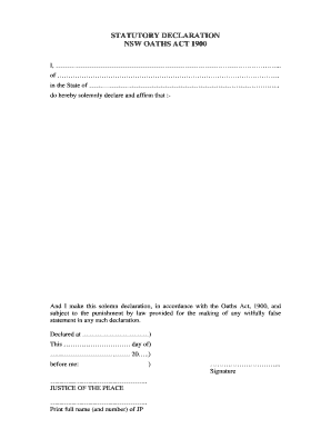 Statutory Declaration NSW Oaths Act