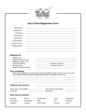 Décor Client Registration Form
