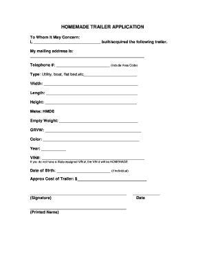 Homemade Trailer Application