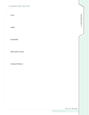 Character Sketch Worksheet