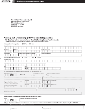 RMV Mobilitätsgarantie - Erstattungsformular