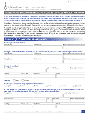 Pension/One-Time Payment/Social Welfare Services Application Form