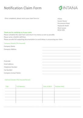 Notification Claim Form