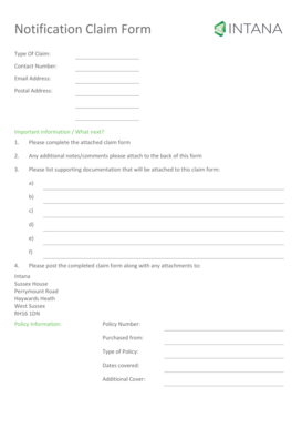 Medical Expenses and Curtailment Claim Form