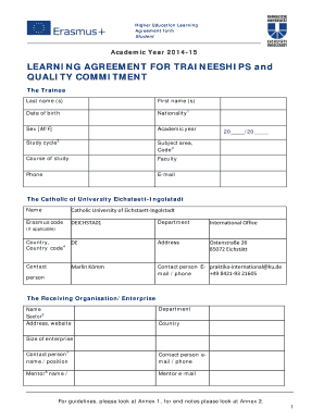 Erasmus Traineeship Learning Agreement