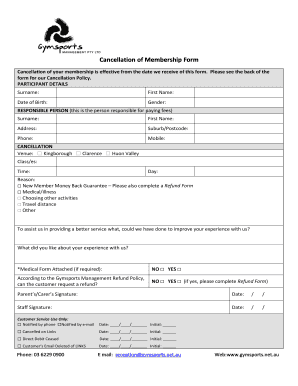 Cancellation of Membership Form
