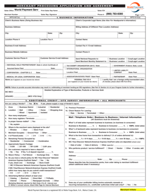 Merchant Processing Application and Agreement