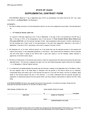 Idaho Supplemental Contract Form