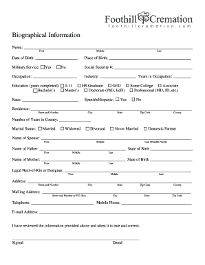 Biographical Information Form