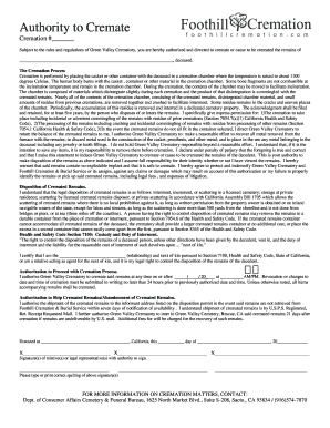 California Cremation Authorization Form