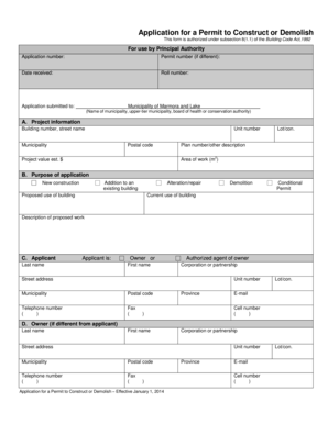 Application for a Permit to Construct or Demolish