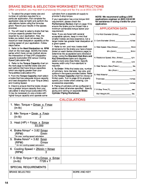 Brake Sizing & Selection Worksheet