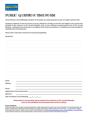 Public Question Time Form