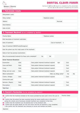 Dental Claim Form