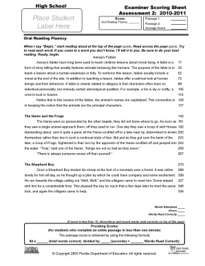 High School Examiner Scoring Sheet