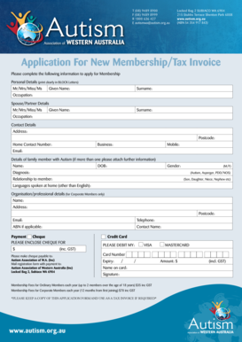 Autism Association of WA Membership Application