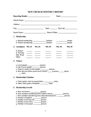Church Monthly Report