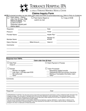 Claims Inquiry Form