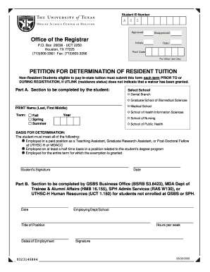 Petition for Determination of Resident Tuition
