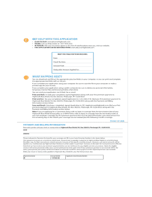 Highmark Blue Shield Health Insurance Application