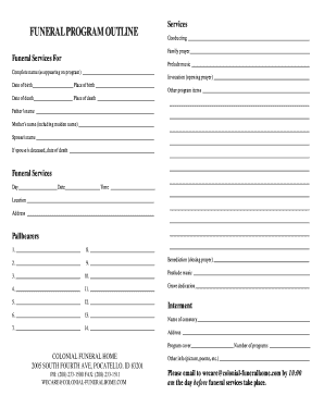 Funeral Program Outline