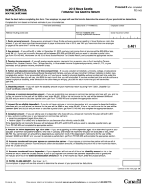 Nova Scotia Personal Tax Credits Return