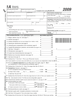 Wisconsin Income Tax Form 1A