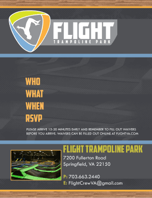 Flight Trampoline Park Waiver Form