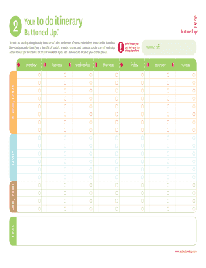 Free Printable To Do Itinerary Form Template