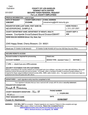 Los Angeles County SecurID Token Renewal Request