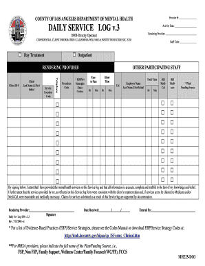County of Los Angeles Daily Service Log