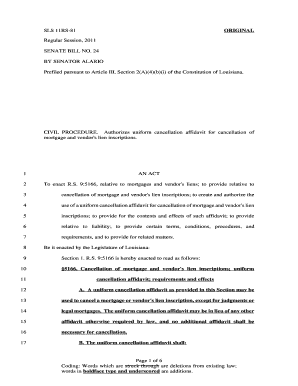 Louisiana Uniform Cancellation Affidavit