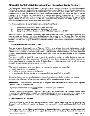 Advance Care Plan Information Sheet