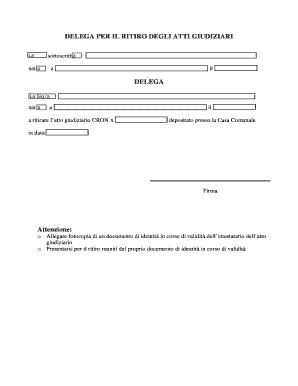 DELEGA PER IL RITIRO DEGLI ATTI GIUDIZIARI