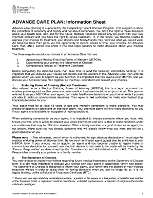 Advance Care Plan Information Sheet