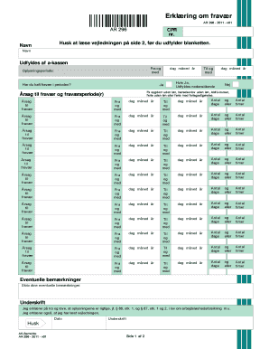 Danish Unemployment Absence Declaration Form