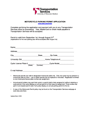Motorcycle Parking Permit Application